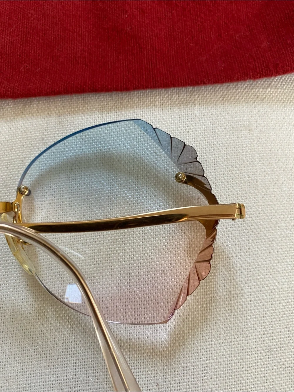 France Gold GEP 22 KTS Multi Facets Blue To Pink Graduated Lenses Rx Glasses